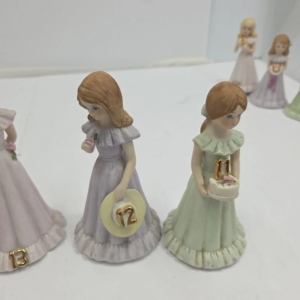 VTG Enesco Growing Up Birthday‎ Girls Blonde Doll Figurine Lot Set Ages 11-16